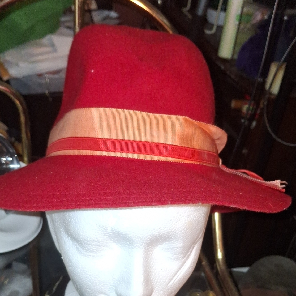 Elegant Red Fedora Hat